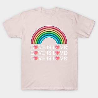 love is love rainbow (white text) T-Shirt